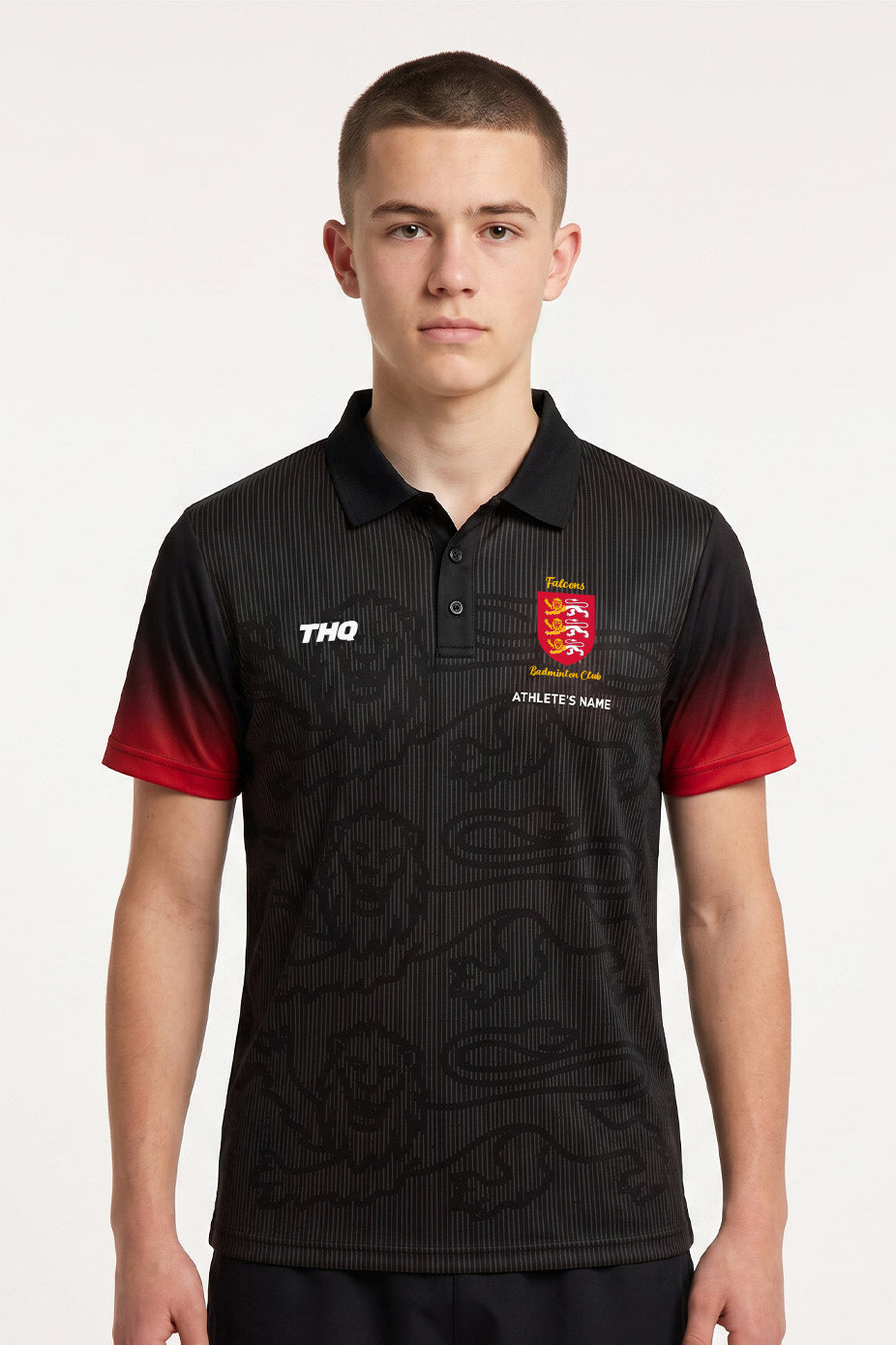 Falcons Badminton Unisex Polo Shirt - Black