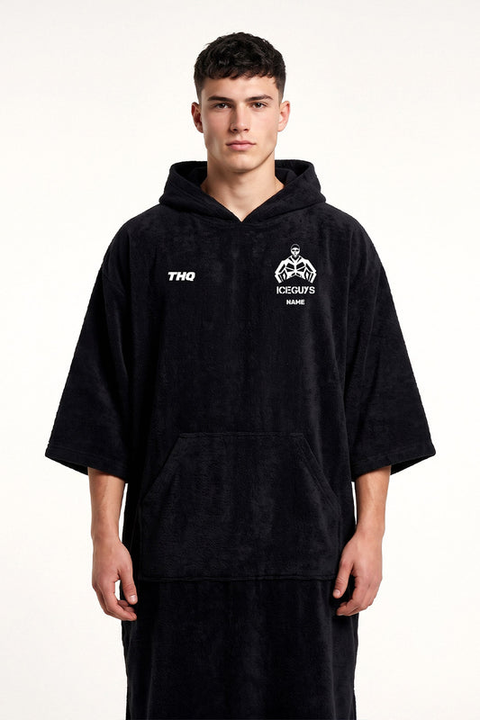 Iceguys Unisex Towelling Poncho - Black